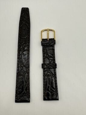 16mm KREISLER Alligator Calfskin Brown NOS Vintage Watch Band & Gold Buckle